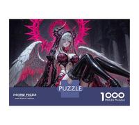 1000 Piece Jigsaw Puzzle for Adults Dark Pink Goth Angel Jigsaw for Adults Relaxing Games Stress Reliever Birthday And Unique Gifts 38x26cm/1000pcs