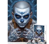 1000 Piece Jigsaw Puzzle for Adults Day of The Dead Skull Makeup Impossible Game Tough Challenge DIY Toys Enhance Love between Couples (38X26cm)