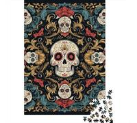 1000-Piece Jigsaw Puzzle for Adults, Day of The Dead Sugar Skulls, 52x38cm/1000pcs; Low-dust Pieces for A Tidier Table; A Calm After-work Activity