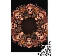 1000-Piece Jigsaw Puzzle for Adults, Day of The Dead Wreath, 52x38cm/1000pcs, A Calm After-work Activity; White Cardboard for Steady Handling