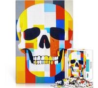 1000 Piece Jigsaw Puzzle for Adults De Stijl Skull Two Pädagogisches Familienspiel Künstlersammlung, Bildende Kunst38x26cm