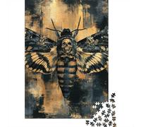 1000 Piece Jigsaw Puzzle for Adults, Death's-head Hawkmoth with Skull-1