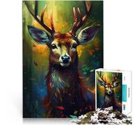 1000 Piece Jigsaw Puzzle for Adults Deer Art Style 4 Stressabbau Schwierige Herausforderung Perfekte Dekoration52x38cm