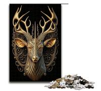 1000 Piece Jigsaw Puzzle for Adults Deer Golden Art Deco Jigsaw Brain Teaser Puzzle Christmas Birthday Gifts 75x50cm