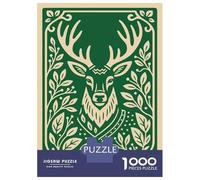 1000 Piece Jigsaw Puzzle for Adults Deer Head with Floral Border Jigsaw Toy Wall Decor Difficult Hard Unique Gifts for Birthday And Christmas 52x38cm/1000pcs