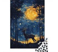 1000 Piece Jigsaw Puzzle for Adults, Deer in the Night Sky Painting