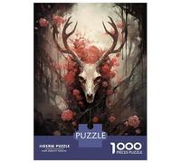 1000 Piece Jigsaw Puzzle for Adults Deer Skull Wall Art Print Puzzles for Adults Family Game A Work of Art Unique Gifts for Birthday And Christmas 38x26cm/1000pcs