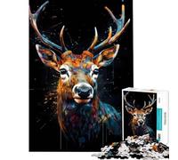 1000 Piece Jigsaw Puzzle for Adults Deer Watercolor Jigsaw 1000 Piece Toy Wall Decor Stress Reliever Birthday Present,Travel Gifts, (50x75cm)