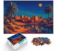 1000 Piece Jigsaw Puzzle for Adults, Desert Oasis Night Scene Illustration | For the Christmas break: Adult jigsaw puzzle with 1000 pieces; for Christmas, winter weekends and New Year leisure.