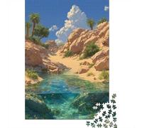 1000-Piece Jigsaw Puzzle for Adults, Desert Oasis with Crystal Clear Water, 38x26cm/1000pcs, Relaxing Winter Hobby, Focused Screen-Free Time And Cosy Evenings
