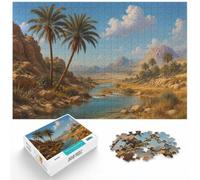1000 Piece Jigsaw Puzzle for Adults, Desert Oasis with Palm Trees | For New Year downtime, this 1000-piece jigsaw puzzle for adults offers 1000 pieces for the Christmas break.