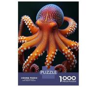 1000 Piece Jigsaw Puzzle for Adults, Detailed Orange Octopus Portrait Artwork, Mindfulness Activity, Winter Indoor Entertainment, Precision Cut Pieces, 38x26cm/1000pcs