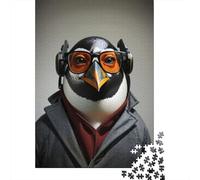 1000-Piece Jigsaw Puzzle for Adults, Detective Penguin, 38x26cm/1000pcs; Low-dust White Cardboard Pieces; Tabletop Entertainment at Home