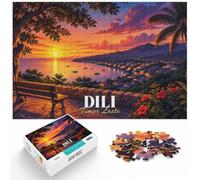 1000 Piece Jigsaw Puzzle for Adults, Dili, Timor Leste at Sunset | Adult jigsaw puzzle with 1000 pieces; fits quiet afternoons; when a calm, focused hobby suits the moment.