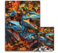 1000 Piece Jigsaw Puzzle for Adults Dinosaurs in The Fallen Leaves Wooden Puzzles for Age 14+ Educational Challenge Fun Activities at Home, Birthday Gifts, Travel Gifts 50X75CM