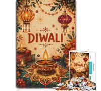 1000 Piece Jigsaw Puzzle for Adults, Diwali Lanterns Rangoli Diya | For the festive season: Adult jigsaw puzzle with 1000 pieces offers a classic activity for Christmas.