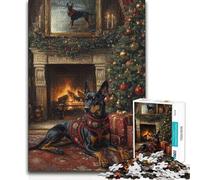 1000 Piece Jigsaw Puzzle for Adults Doberman in Festive Sweater Home Art Decor Hands-on Game Suitable for Ages 14 And Up 38x52cm