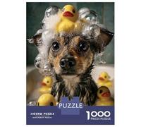 1000 Piece Jigsaw Puzzle for Adults Dog Bath Time with Rubber Ducks Adult Jigsaw Puzzle Relaxing Games Staycation Kill Time Difficult And Challenge 38x26cm/1000pcs
