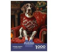 1000 Piece Jigsaw Puzzle for Adults Dog in Christmas Sweater Portrait German Shorthaired Pointer in Sweater Teenager Puzzles Toy Wall Decor Presents for Women Unique Gifts for Birthday And Christmas