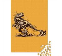 1000-Piece Jigsaw Puzzle for Adults, Dog Pulling Dinosaur Skeleton, 70x50cm/1000pcs, Shared Puzzle Activity, Quiet Home Time And Time Together
