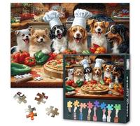1000 Piece Jigsaw Puzzle for Adults, Dogs in Chef Hats Family Puzzles, Funny Kitchen Jigsaw Puzzles, Pizza and Dog Challenge Puzzle for Friends' Gathering Games, Fun to Assemble(50.5x70.5cm)