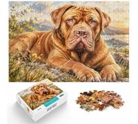 1000 Piece Jigsaw Puzzle for Adults, Dogue de Bordeaux Sunset Mountain