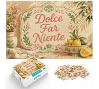 1000 Piece Jigsaw Puzzle for Adults, Dolce Far Niente Text Art | Adult jigsaw puzzle with 1000 pieces; creates puzzle time on colder days; for family downtime during the festive period.