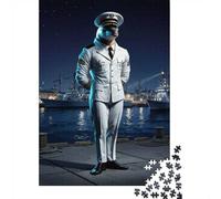 1000-Piece Jigsaw Puzzle for Adults, Dolphin Captain at Naval Dockyard, 38x26cm/1000pcs, Shared Puzzle Activity, Quiet Home Time And Time Together