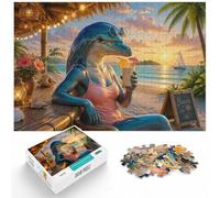 1000 Piece Jigsaw Puzzle for Adults, Dolphin humanoid relaxing on beach | For New Year downtime after the celebrations: Adult jigsaw puzzle with 1000 pieces suits quiet days around New Year.