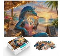 1000 Piece Jigsaw Puzzle for Adults, Dolphin humanoid relaxing on beach | For relaxed weekends: 1000-piece jigsaw puzzle for adults offers 1000 pieces for a longer challenge.