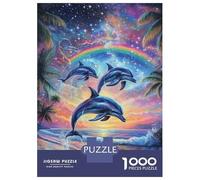 1000 Piece Jigsaw Puzzle for Adults Dolphins Leap at Sunset Puzzles for Adults Fun Games Precision Cutting Difficult And Challenge 38x26cm/1000pcs