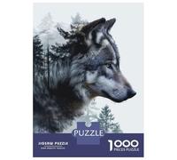 1000 Piece Jigsaw Puzzle for Adults Double Exposure Wolf Jigsaw for Adults Relaxing Games Stress Reliever Birthday And Unique Gifts 70x50cm/1000pcs