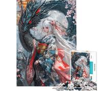 1000 Piece Jigsaw Puzzle for Adults Dragon And Kimono Beauty 1000 Piece Jigsaw Educational Game Gifts for Women Men Suitable for Couples (Size 38x52cm)