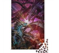1000 Piece Jigsaw Puzzle for Adults, Dragon Battle Purple Sky