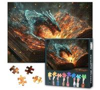 1000 Piece Jigsaw Puzzle for Adults Dragon Knight Puzzle Discovering a World Within a Book Jigsaw Puzzles Epic Fantasy Art Puzzles Decor for Living Room Bedroom 50.5x70.5cm