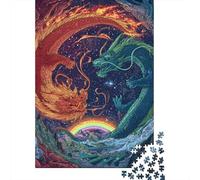 1000 Piece Jigsaw Puzzle for Adults, Dragon Vs. Phoenix Cosmic Battle, 70x50cm/1000pcs, Thoughtful Gift Idea, Relaxing Indoor Activity And Quiet Weekends