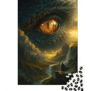 1000 Piece Jigsaw Puzzle for Adults, Dragon's Gaze over Fantasy Landscape