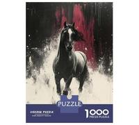 1000 Piece Jigsaw Puzzle for Adults Dramatic Horse Portrait with Abstract Background Teenager Puzzles Family Games Difficult Hard Parent-child Interaction 52x38cm/1000pcs