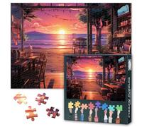 1000 Piece Jigsaw Puzzle for Adults Dramatic Red Sunset Over a Peaceful Beach Jigsaw Puzzles Vibrant Coastal Scene Paper Puzzles 50.5x70.5cm