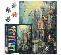 1000 Piece Jigsaw Puzzle for Adults Dream Palace Puzzle Forest Castle with Beautiful Birds Fantasy Landscape Jigsaw Puzzles Mystical Puzzles Vibrant Colors Collectible Decoration 50.5x70.5cm