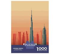 1000 Piece Jigsaw Puzzle for Adults, Dubai UAE Skyline Art Print Artwork, Challenging Brain Teaser, Festive Season Fun, Durable Puzzle Pieces, 70x50cm/1000pcs