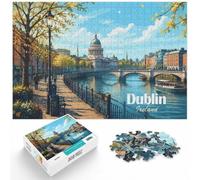 1000 Piece Jigsaw Puzzle for Adults, Dublin, Ireland Cityscape Illustration | For relaxed after-work puzzle time, this adult jigsaw puzzle with 1000 pieces works well for longer puzzle sessions.