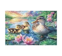 1000 Piece Jigsaw Puzzle for Adults Duck Pond Lotus Flower 75x50cm Framable Home Decor Artwork HD Clear Details Dust-Free Smooth Assembly Experience No Puzzle Dust