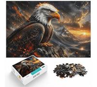 1000 Piece Jigsaw Puzzle for Adults, Eagle Portrait with Orange Splatter | For the Christmas break: Adult jigsaw puzzle with 1000 pieces; for winter leisure at home with the complete challenge to.