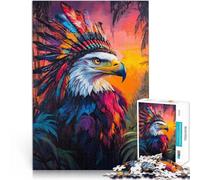 1000 piece jigsaw puzzle for adults “Eagle wearing Indian headdress” Made of cardboard，for age 14+ Intellectual game because it is ideal as a gift for the whole family。size：26x38cm/10.24x14.96inch