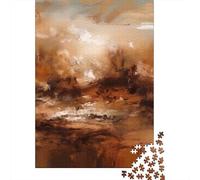 1000-Piece Jigsaw Puzzle for Adults, Earthbound Horizons - Abstract Expressionist Landscape in Warm Brown And Beige, 70x50cm/1000pcs, Family Activity, Time Around The Table And Couples And Families