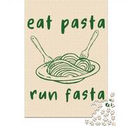 1000 Piece Jigsaw Puzzle for Adults, Eat Pasta Run Fasta Illustration-1 | For screen-free leisure: Adult jigsaw puzzle with 1000 pieces; for a satisfying activity at home.