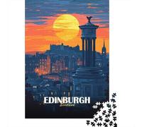 1000 Piece Jigsaw Puzzle for Adults, Edinburgh Scotland Cityscape at Sunset, 70x50cm/1000pcs, Shared Puzzle Activity, Relaxing Evenings And Friends And Family
