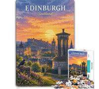 1000 Piece Jigsaw Puzzle for Adults, Edinburgh Scotland Cityscape at Sunset | For adult puzzle fans: Adult jigsaw puzzle with 1000 pieces brings a classic challenge to rainy-day downtime.
