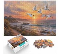 1000 Piece Jigsaw Puzzle for Adults, Egrets Flying Over Ocean Sunset | For unhurried leisure at home: Adult jigsaw puzzle with 1000 pieces offers a break from digital entertainment.